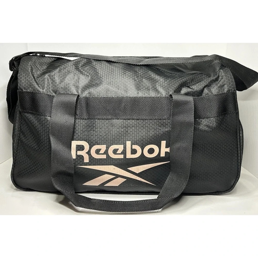 Reebok Duffel Bag Sports Gym Lightweight‎ Black With Rose Gold Logo